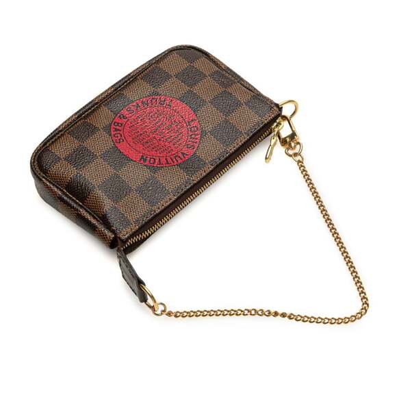 LOUIS VUITTON Brown Damier Leather Pochette Mini Bag - Picture 4 of 9